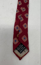 Load image into Gallery viewer, Christian Dior Mens Red Geometric Print Silk Track Bar Pointed Tie

