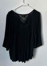 Load image into Gallery viewer, Mossimo Supply Co. Womens Black Embroidered 3/4 Sleeve V-Neck Blouse Top Size S
