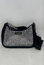 Load image into Gallery viewer, Steve Madden Womens Black Rhinestone Studded Detachable Strap Shoulder Handbag
