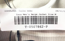 Load image into Gallery viewer, Zara Mens Beige Embroidered Long Sleeve Snap Front Varsity Jacket Size Medium
