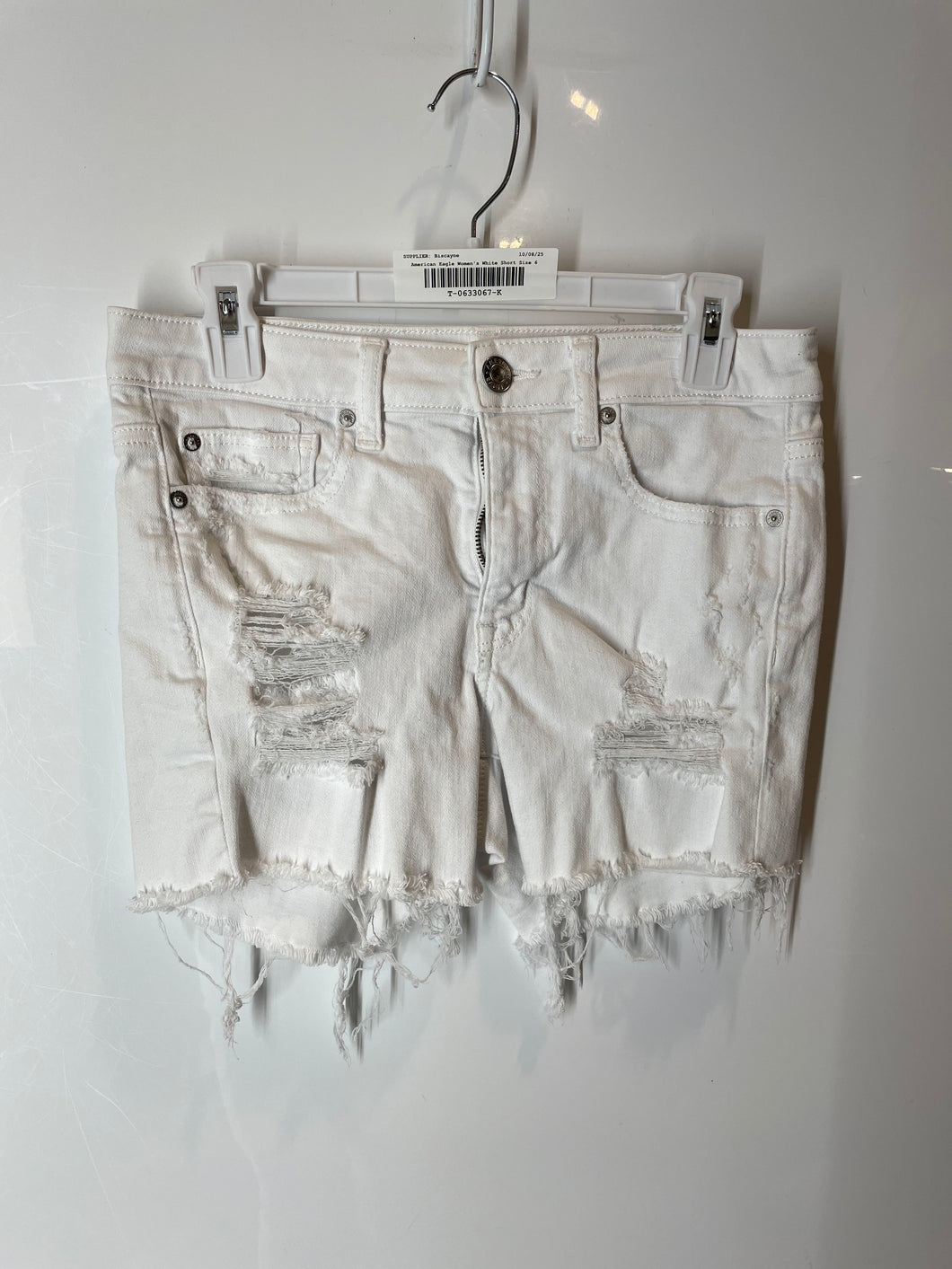 American Eagle Womens White Distressed Super Stretch Cut-Off Shorts Size 6