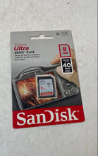 Load image into Gallery viewer, SanDisk SDHC Ultra 8GB 40MBs Class 10 Camera Memory Card Factory Sealed
