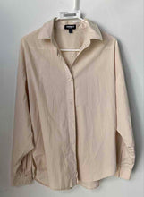 Load image into Gallery viewer, Express Womens Beige Collared Long Sleeve Button-Up Shirt Size Medium
