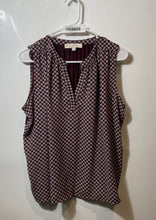 Load image into Gallery viewer, Ann Taylor Loft Womens Red White Geometric V-Neck Sleeveless Blouse Top Size LP
