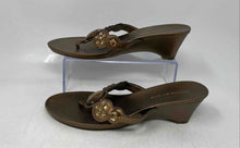 Load image into Gallery viewer, Montego Bay Club Womens Bronze Embellished Wedge Heel Thong Sandals Size 9

