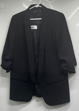 Load image into Gallery viewer, Zara Womens Black Roll-Up Sleeve Shawl Collar Open Front Blazer Size Large
