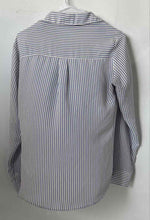 Load image into Gallery viewer, Express Womens Blue White Striped Long Sleeve Button-Up Shirt Size Small
