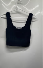 Load image into Gallery viewer, Zara Womens Black Knitted Scoop Neck Wide Shoulder Strap Cropped Tank Top Sz XS
