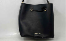 Load image into Gallery viewer, Michael Kors Womens Black Leather Shoulder Strap Drawstring Bucket Purse
