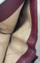 Load image into Gallery viewer, Michael Kors Womens Burgundy Pebbled Leather Card Holder Bifold Wallet
