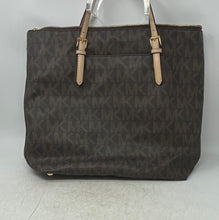 Load image into Gallery viewer, Michael Kors Womens Jet Set Brown Signature Print Leather Double Handle Tote Bag
