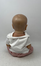 Load image into Gallery viewer, Reborn Closed Eyes White Graphic T-Shirt And Pink Striped Pants Vinyl Doll
