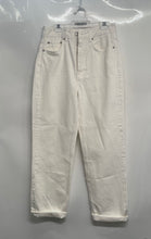 Load image into Gallery viewer, Zara Womens White Denim Light Wash Pockets Cuffed Hem Straight Leg Jeans Size 2
