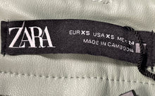 Load image into Gallery viewer, Zara Womens Green Faux Leather Flat Front Pockets Wide-Leg Dress Pants Size XS
