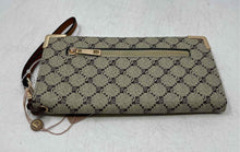 Load image into Gallery viewer, Fashion Dazzle Womens Beige Brown Geometric Monogram Wristlet Wallet With Tag
