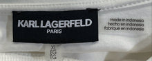Load image into Gallery viewer, Karl Lagerfeld Womens White And Black Short Sleeve Crew Neck Blouse Top Size XL

