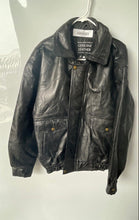 Load image into Gallery viewer, Napoline Mens Black Genuine Leather Long Sleeve Bomber Jacket Size Medium
