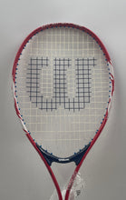 Load image into Gallery viewer, Wilson Junior US Open Red Blue Comfort Grip Sports Equipment Tennis Racket
