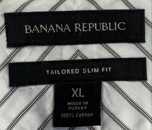 Load image into Gallery viewer, Banana Republic Mens White Black Striped Tailored Slim Fit Button-Up Shirt Sz XL
