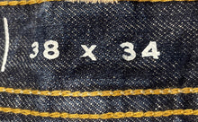 Load image into Gallery viewer, Express Mens Blake Blue Denim Loose Fit Low-Rise Bootcut Jeans Pants Sz W38xL34
