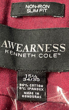 Load image into Gallery viewer, Awearness Kenneth Cole Mens Red Long Sleeve Slim Fit Dress Shirt Size 15.5 34/35

