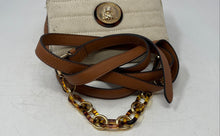 Load image into Gallery viewer, Aldo Womens Cream Brown Adjustable Strap Flap Over Lined Crossbody Bag
