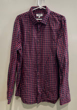 Load image into Gallery viewer, Express Mens Red Blue Long Sleeve Button Front Extra Slim Dress Shirt Size XL
