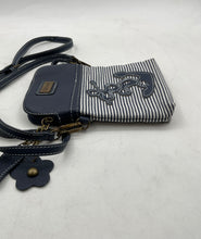 Load image into Gallery viewer, InOne Womens Blue Striped Detachable Strap Charm Cell Phone Crossbody Bag
