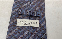 Load image into Gallery viewer, Cellini Mens Blue Striped Silk Keeper Loop Adjustable Formal Pointed Tie
