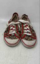 Load image into Gallery viewer, Coach Womens Barrett Q322 Brown Orange Monogram Print Sneaker Shoes Size 8.5 B
