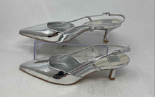 Load image into Gallery viewer, Dolce Vita Womens Silver Pointed Toe Kitten Slingback Heels Size 10W
