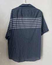 Load image into Gallery viewer, Alfani Mens Blue Striped Print Cotton Short Sleeve Button-Up Shirt Size XXL
