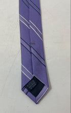 Load image into Gallery viewer, Paul Fredrick Mens Purple Striped Keeper Loop Adjustable Formal Designer Tie
