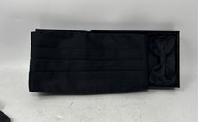 Load image into Gallery viewer, Bassil Mens Black Hand Tailored Cummerbund And Bow Tie Gift Set With Box
