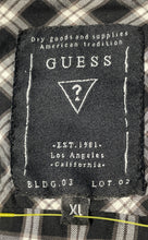 Load image into Gallery viewer, Guess Mens Black Plaid Cotton Long Sleeve Collared Pockets Button-Up Shirt Sz XL
