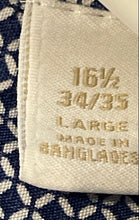 Load image into Gallery viewer, Michael Kors Mens Blue White Geometric Print Slim Fit Dress Shirt Size 16 1/2
