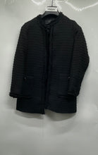 Load image into Gallery viewer, Zara Basic Collection Womens Black Textured Tweed Frayed Open Front Jacket Sz M
