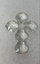 Load image into Gallery viewer, Oleg Cassini Style Clear Engraved Glass Crystal Religious Small Crucifix Cross
