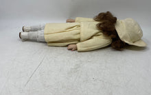 Load image into Gallery viewer, Cathay Collection Yellow Embroidered Dress Ceramic Hat Girls Porcelain Doll
