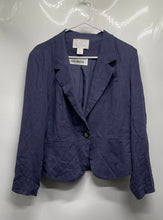 Load image into Gallery viewer, Halston Womens Blue Long Sleeve Notch Lapel Regular Fit One-Button Blazer Size L
