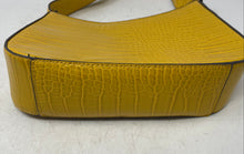 Load image into Gallery viewer, Prune Womens Yellow Crocodile Embossed Leather Single Strap Zip Top Shoulder Bag

