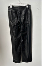 Load image into Gallery viewer, Zara Womens Black Faux Leather Flat Front Straight Leg Trouser Pants Size 4
