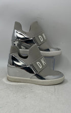 Load image into Gallery viewer, DKNY Womens Cosmos Silver Gray Wedge Heel Slip-On Sneaker Shoes Size 8.5M
