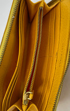 Load image into Gallery viewer, Authentic Tory Burch Womens Britten Yellow Zip-Around Wallet Stained Worm
