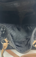 Load image into Gallery viewer, Guess Mens Black Monogram Print Double Handle Travel Weekender Duffle Bag

