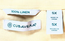 Load image into Gallery viewer, Cubavera Mens Yellow Linen Long Sleeve Classic Guayabera Button-Up Shirt Size 5X
