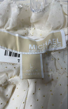Load image into Gallery viewer, Michael Kors Womens Bone Dewdrop Ruffle Sleeveless High Neck Blouse Top Size L
