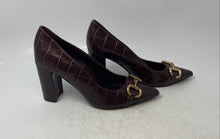 Load image into Gallery viewer, Marc Fisher Womens Gruff Brown Croc-Embossed Pointed Toe Pump Heels Size 8M
