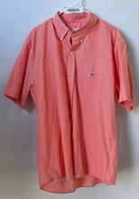 Load image into Gallery viewer, Lacoste Mens Orange Gingham Short Sleeve Collared Button-Up Shirt Size 44
