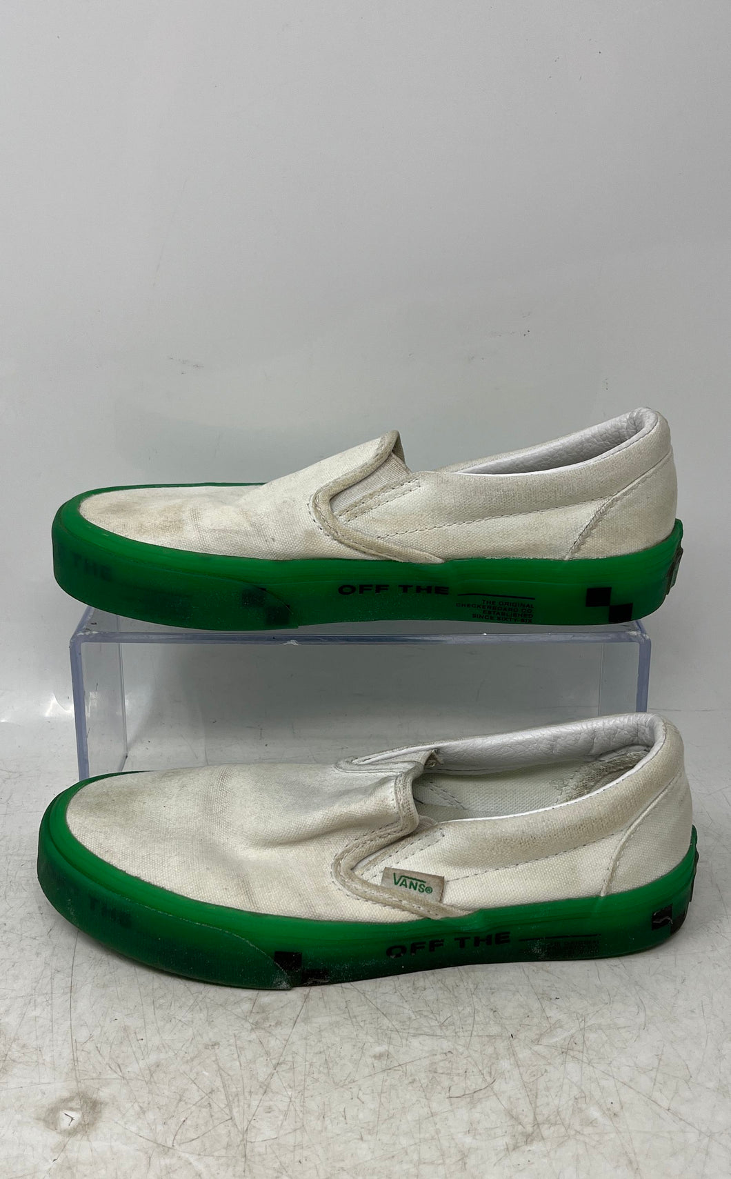 Vans Unisex Classics White Green Low Top Slip-On Sneaker Shoes Size M5 W6.5